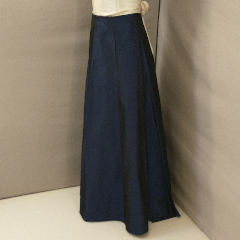 Shimmery Dark Blue Satin Maxi Skirt Party Prom Evening Vintage